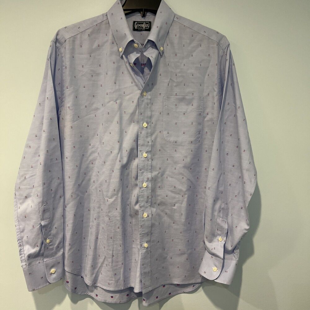 Gitman Bros Mens Shirt Blue XL Long Sleeve Button Up Geometric Design USA Blue